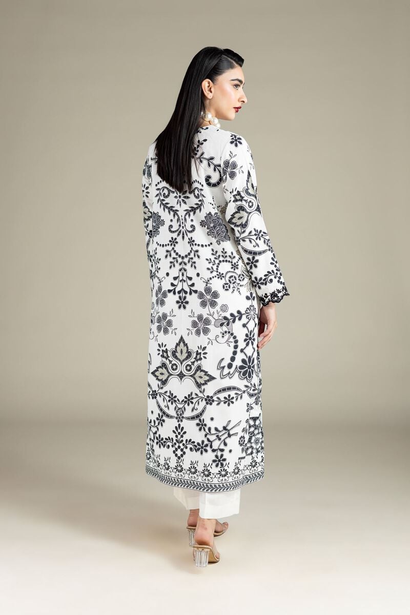 Monochrome Back-Embroidered Kurta
