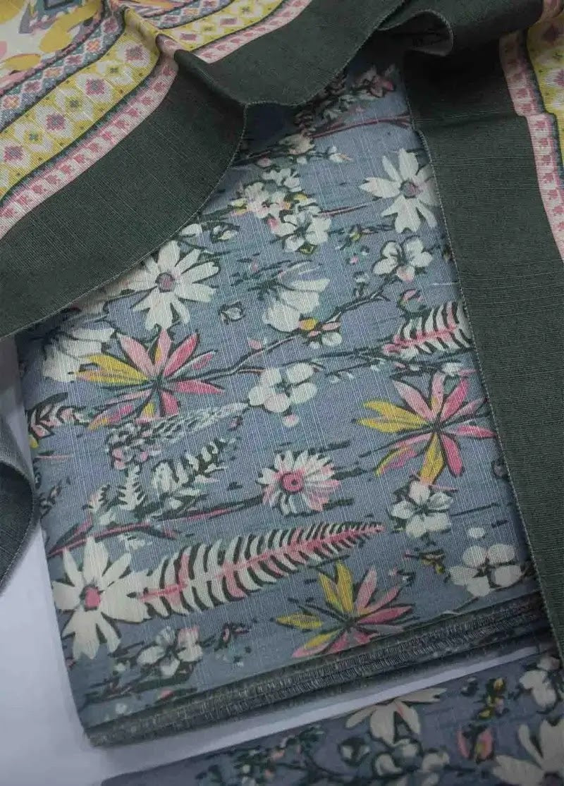 WKU-0243- 3 Piece Khaddar Printed UnStitched Suit