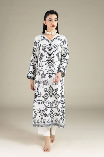 Monochrome Back-Embroidered Kurta