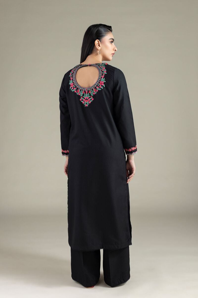 Black Embroidered Back-Keyhole Kurta