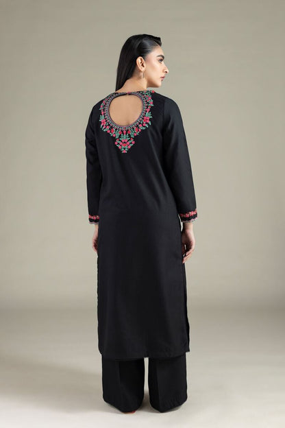 Black Embroidered Back-Keyhole Kurta