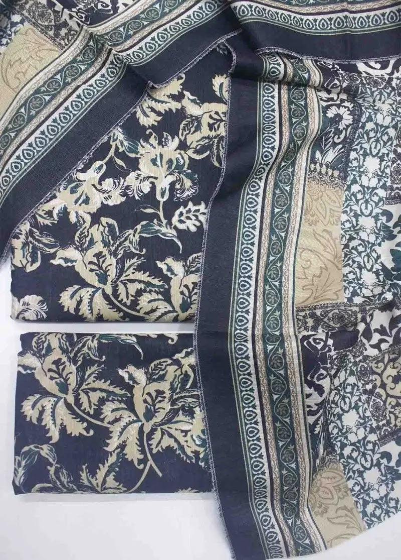 WKU-0223- 3 Piece Khaddar Printed UnStitched Suit