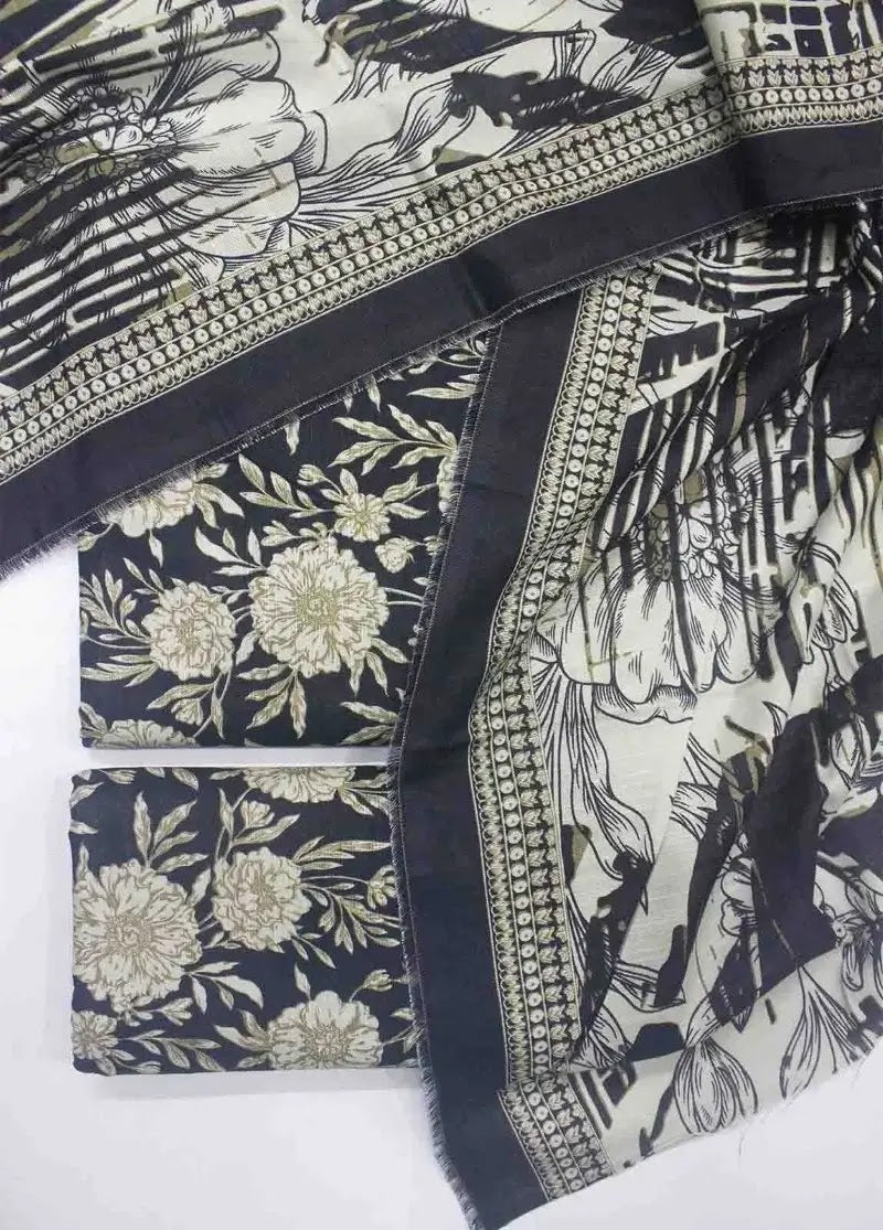 WKU-0232- 3 Piece Khaddar Printed UnStitched Suit