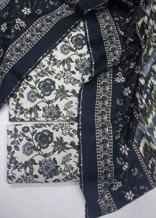 WKU-0239- 3 Piece Khaddar Printed UnStitched Suit