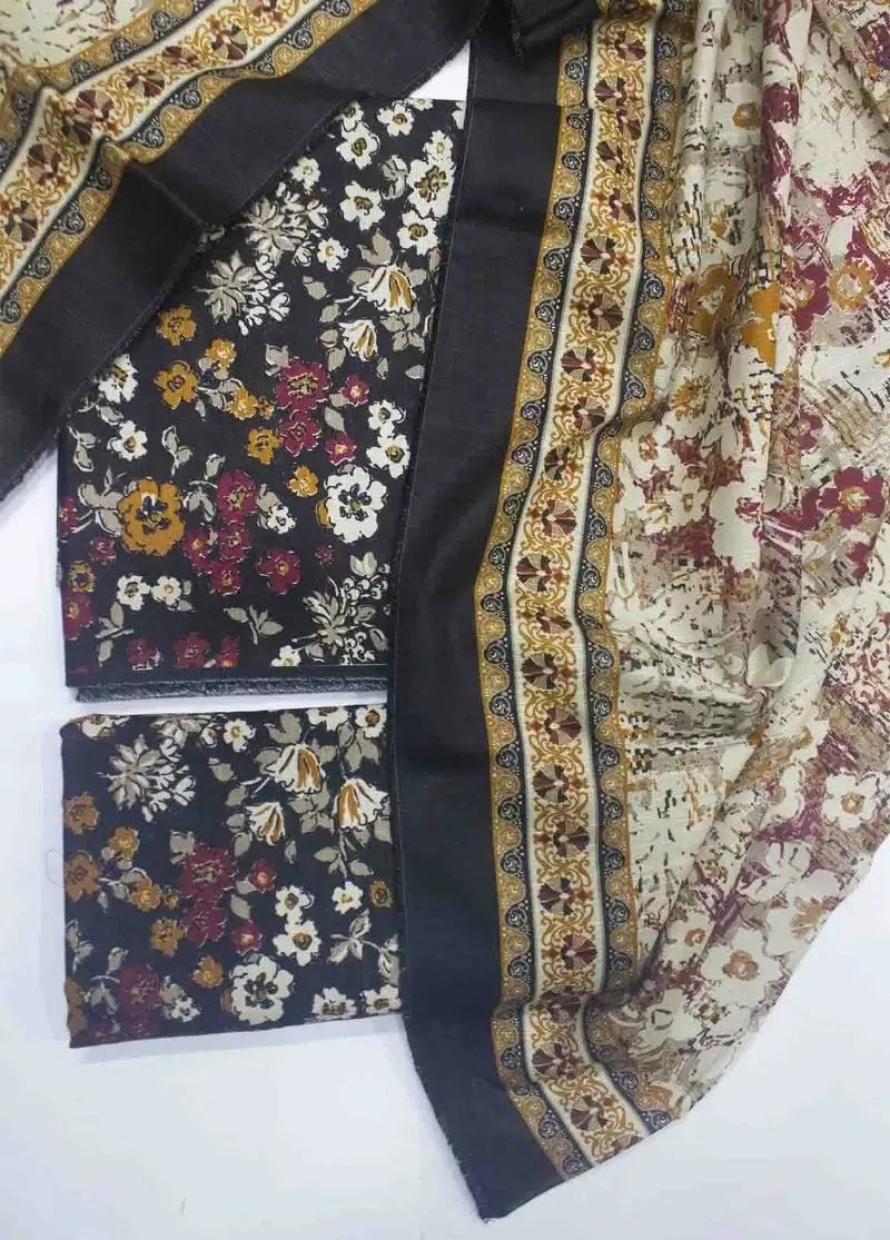 WKU-0242- 3 Piece Khaddar Printed UnStitched Suit