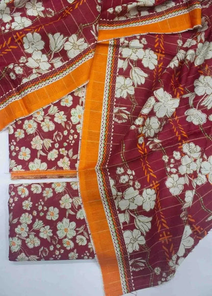 WKU-0247- 3 Piece Khaddar Printed UnStitched Suit