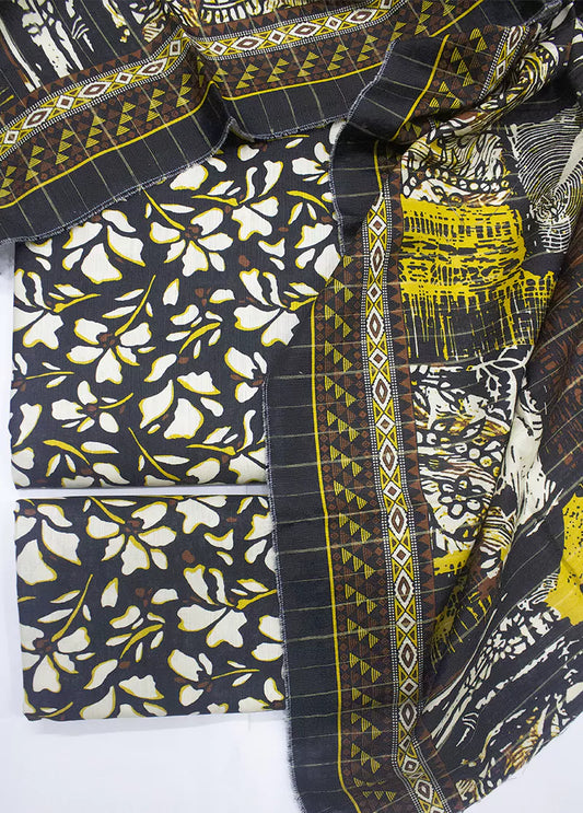 WKU-0252- 3 Piece Khaddar Printed UnStitched Suit