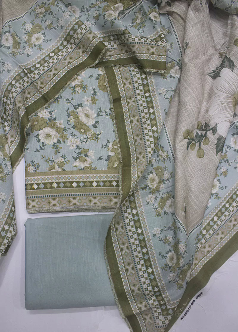 WKU-0253- 3 Piece Khaddar Printed UnStitched Suit