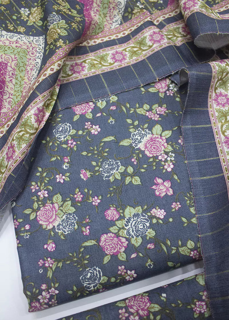 WKU-0254- 3 Piece Khaddar Printed UnStitched Suit