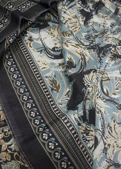 WKU-0255- 3 Piece Khaddar Printed UnStitched Suit