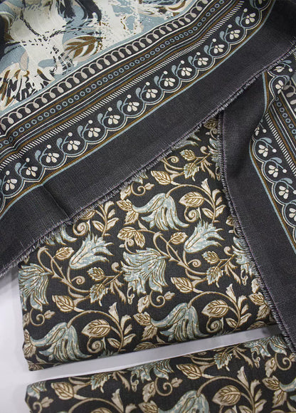 WKU-0255- 3 Piece Khaddar Printed UnStitched Suit