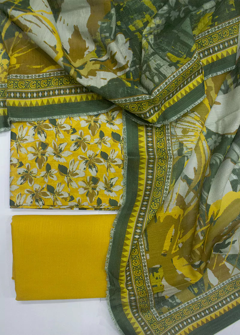 WKU-0264 - 3 Piece Khaddar Printed UnStitched Suit