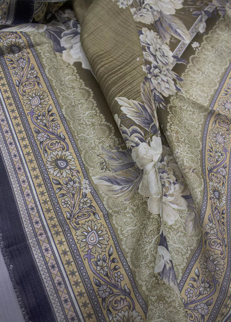 WKU-0268- 3 Piece Khaddar Printed UnStitched Suit