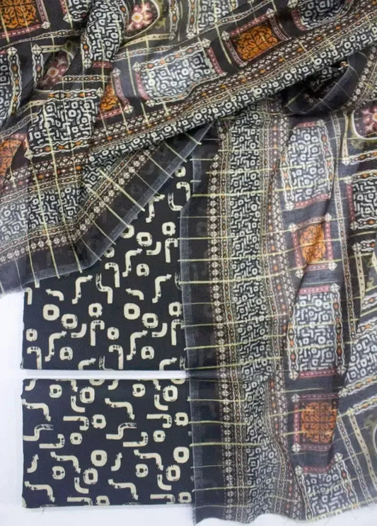 WKU-0273- 3 Piece Khaddar Printed UnStitched Suit