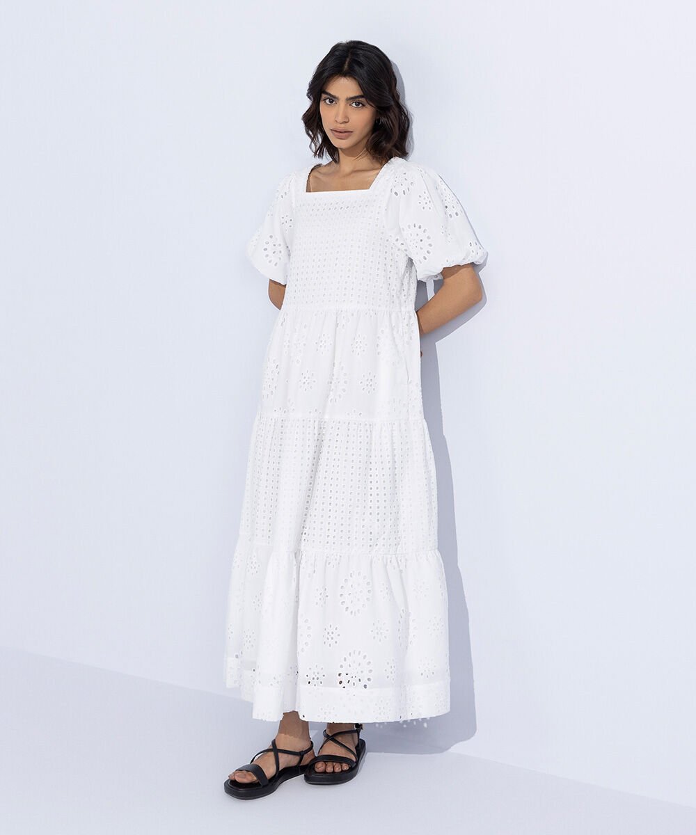 Embroidered Tier Dress