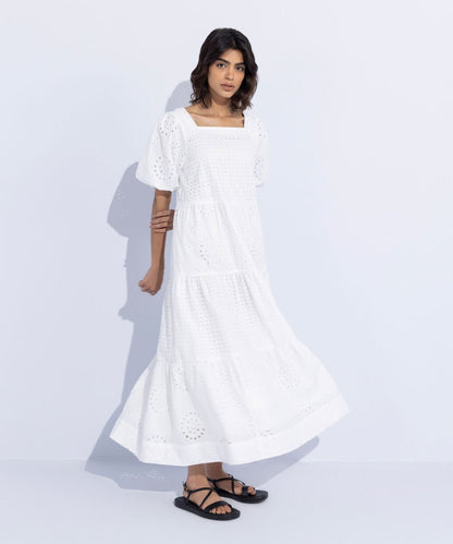 Embroidered Tier Dress