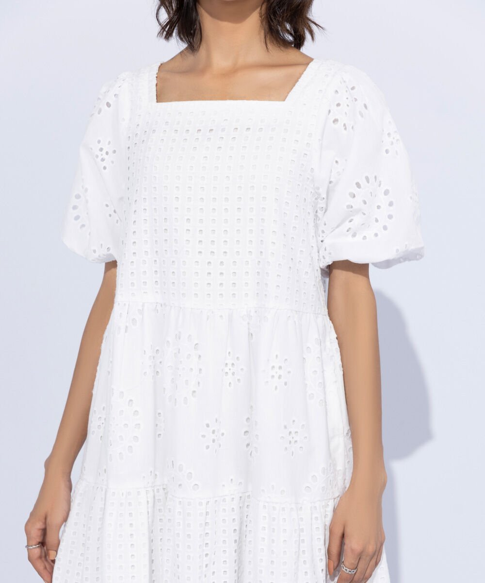 Embroidered Tier Dress